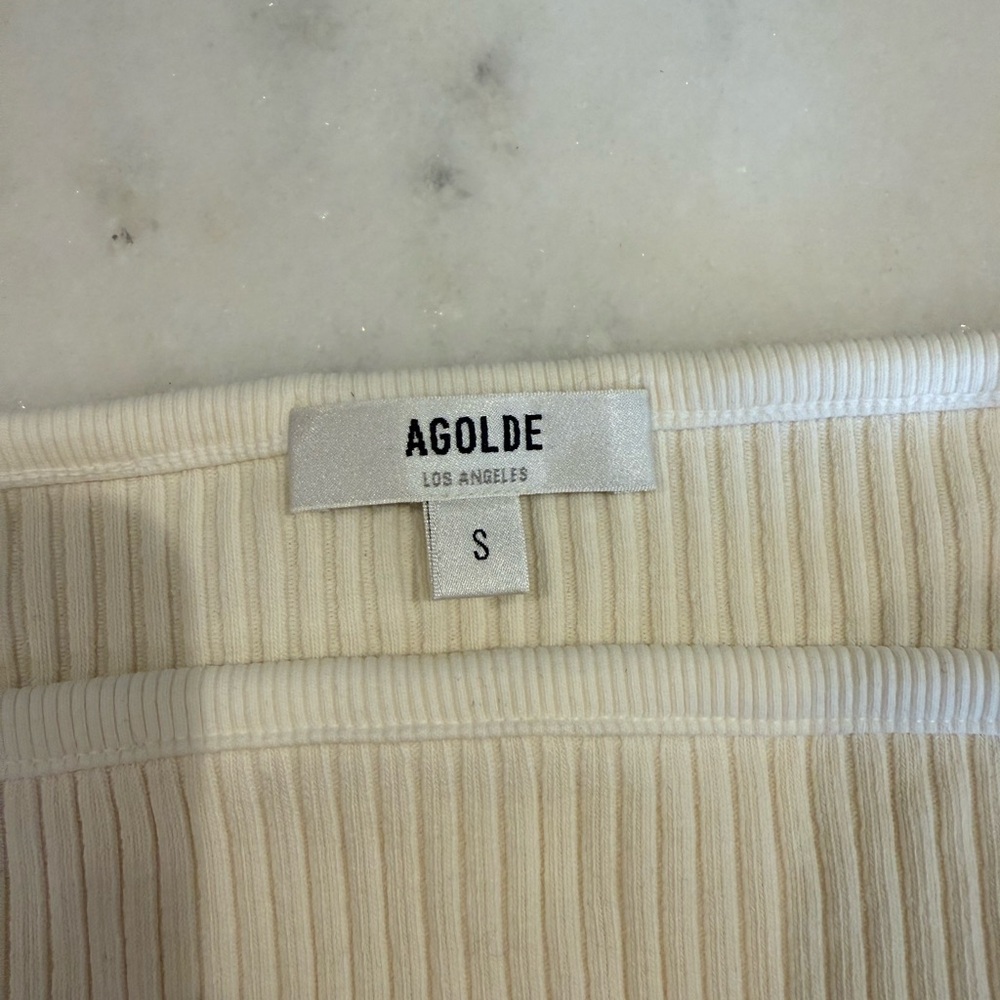Agolde Cream Ribbed Tank Top - Picture 3 of 3